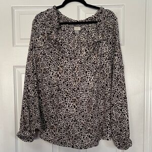 Animal Print Blouse - Black and White